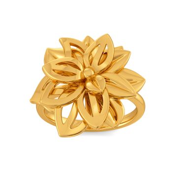 Flower Basket Gold Rings