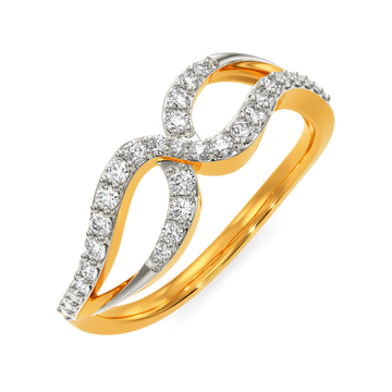 14 KT Yellow Gold Gleaming Circles Diamond Ring