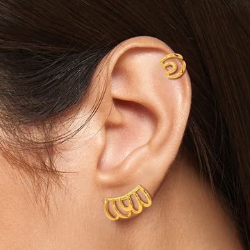 Yellow Chimes Earrings  Buy Yellow Chimes NonPierced Double Layered Pearl  Butterfly Attached Ear Cuff Earrings Online  Nykaa Fashion