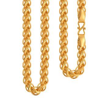 22kt Textured Swirl Motif Chain Gold Chains