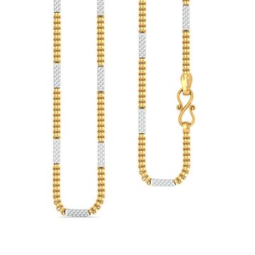 22kt Two Toned Cylindrical Chain Gold Chains