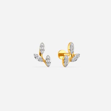 Leafy Bling Diamond Earrings