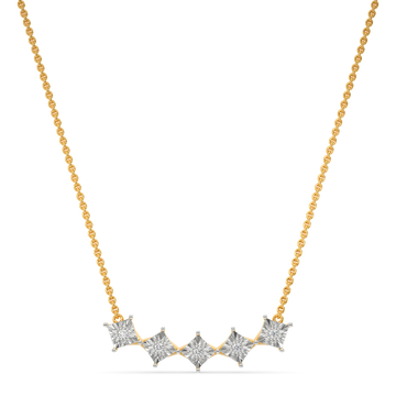 Penta Squared Diamond Necklaces