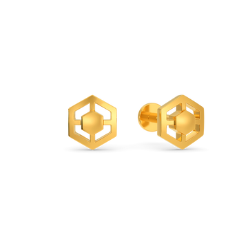 Hexa Maze Gold Earrings