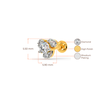 Engulfed Diamond Nose Pins