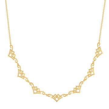 Swirl N Square Gold Necklaces