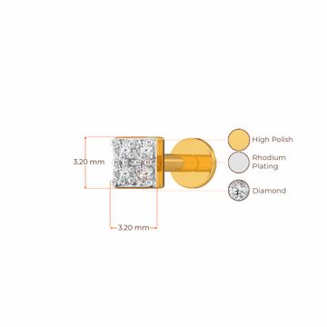 Pair So Square Diamond Earrings