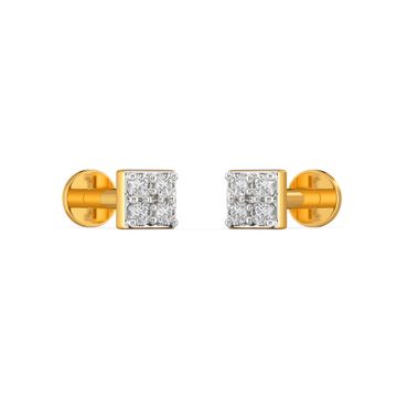 Pair So Square Diamond Earrings
