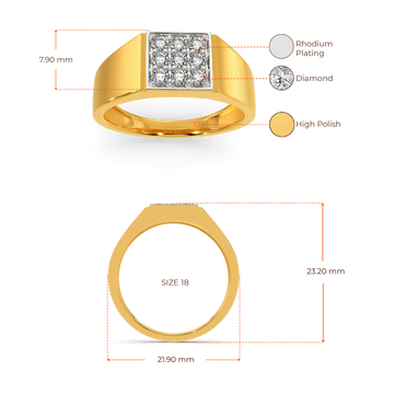 Classic Squared Diamond Rings For Men