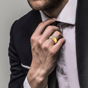 Classic Squared Diamond Rings For Men