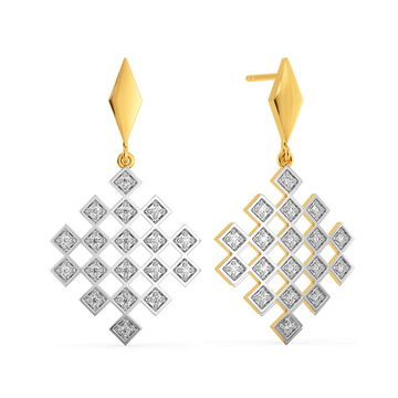 Structured Checks Diamond Earrings