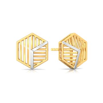 Hexa-Face Gold Earrings