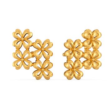 Floral Cluster Gold Earrings