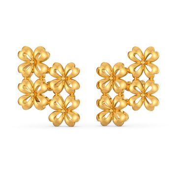 Floral Cluster Gold Earrings