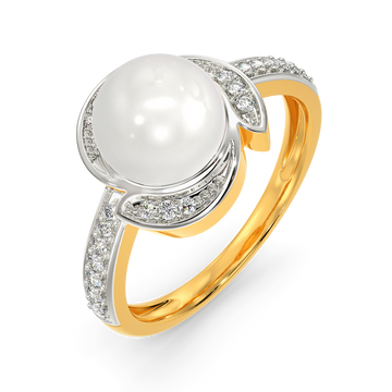 Manufacturer of 22k yellow gold pearl floral ring | Jewelxy - 202500