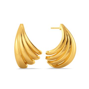 Wings of Puff Gold Earrings