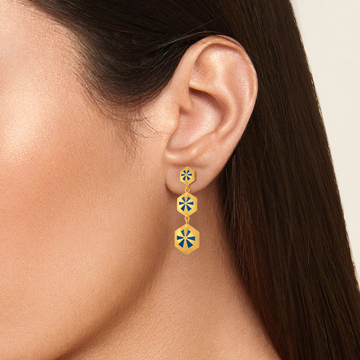 Dream In Denim Gold Earrings