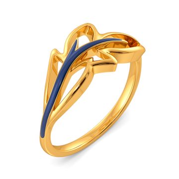Blue Plumes Gold Rings