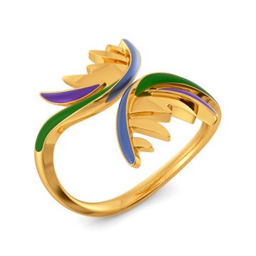 Playful Plumes Gold Rings