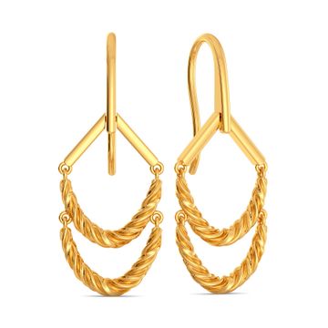Fringe Twirls Gold Earrings