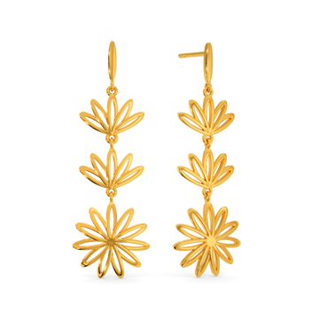 Floral Charm Gold Earrings