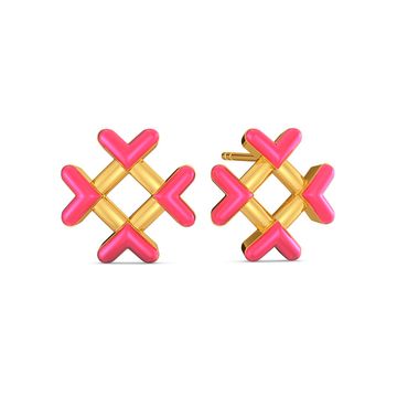 Pink Parade Gold Earrings
