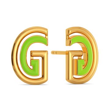 Green Grabs Gold Earrings
