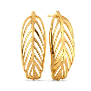 Disco Feathers Gold Earrings