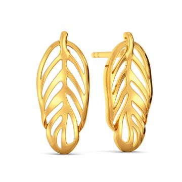 Disco Feathers Gold Earrings