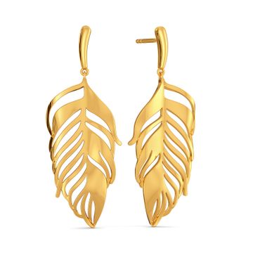 Funky Feathers Gold Earrings