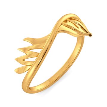 Feathery Wave Gold Rings