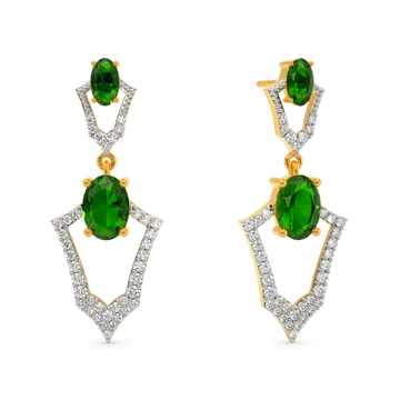 Green Ecstatic Diamond Earrings