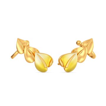 Yellow Anthuriums Gold Earrings