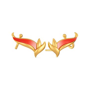 Tropical Themed Gold Earrings