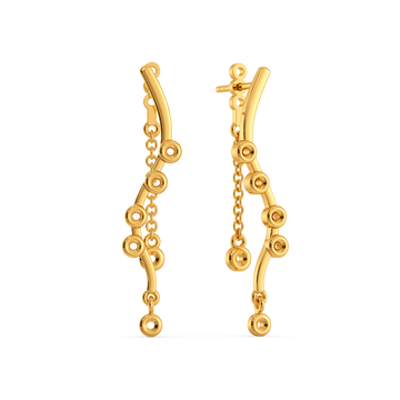 Glitter Curve Gold Earrings