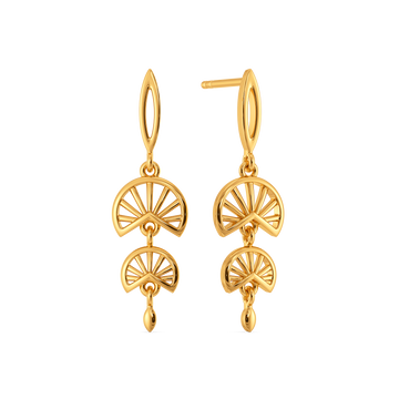 Sunwheel Leaf Dance Gold Earrings
