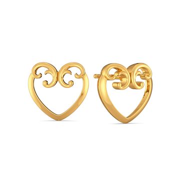 Scroll of Hearts Gold Earrings