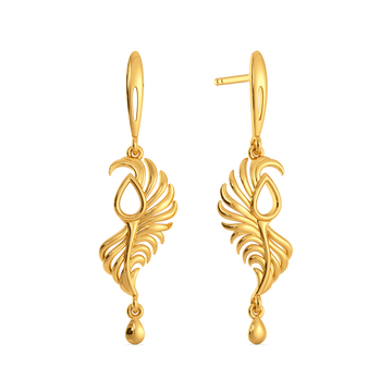 Plume Drop Gold Earrings