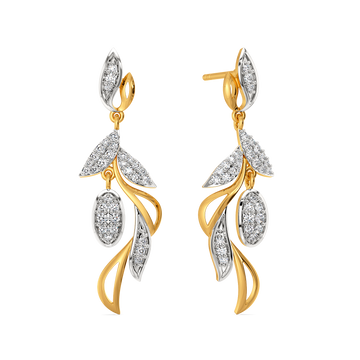 Eira Feather Studs Diamond Earrings