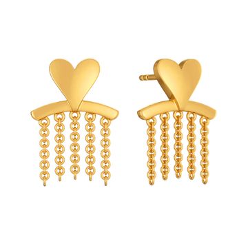 Fringe O Heart Gold Earrings