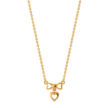 Bow and Heart Gold Necklaces