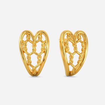 Knit To Heart Gold Earrings