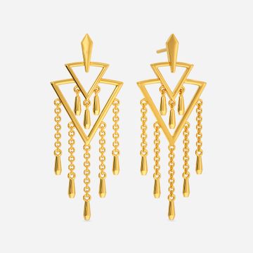 Bead Fringe Gold Earrings