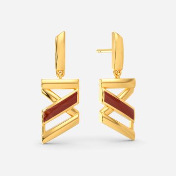 Vibe O Leather Gold Earrings