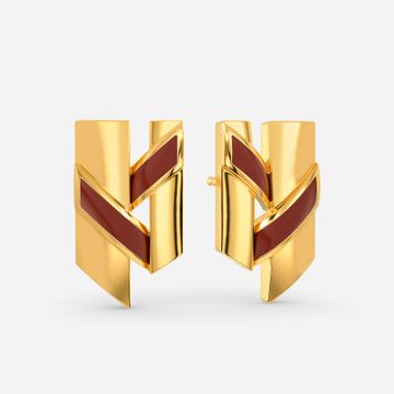 Vibe O Leather Gold Earrings