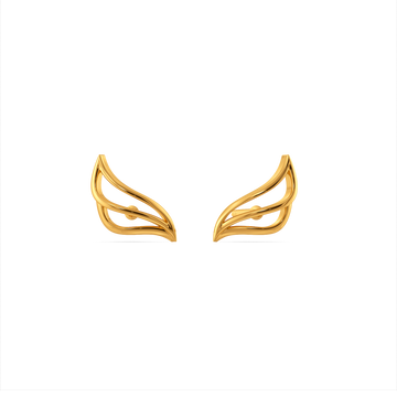 Nostalgic Way Feathers  Gold Earrings
