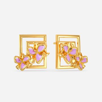 Pretty In Lilac Gold Earrings
