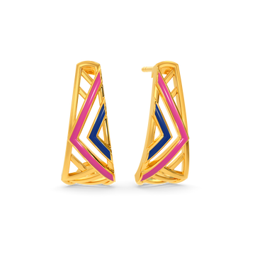 Pink Edged Gold Earrings