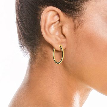 Dark Leather Gold Earrings
