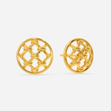 Checkered Board Lace Gold Earrings